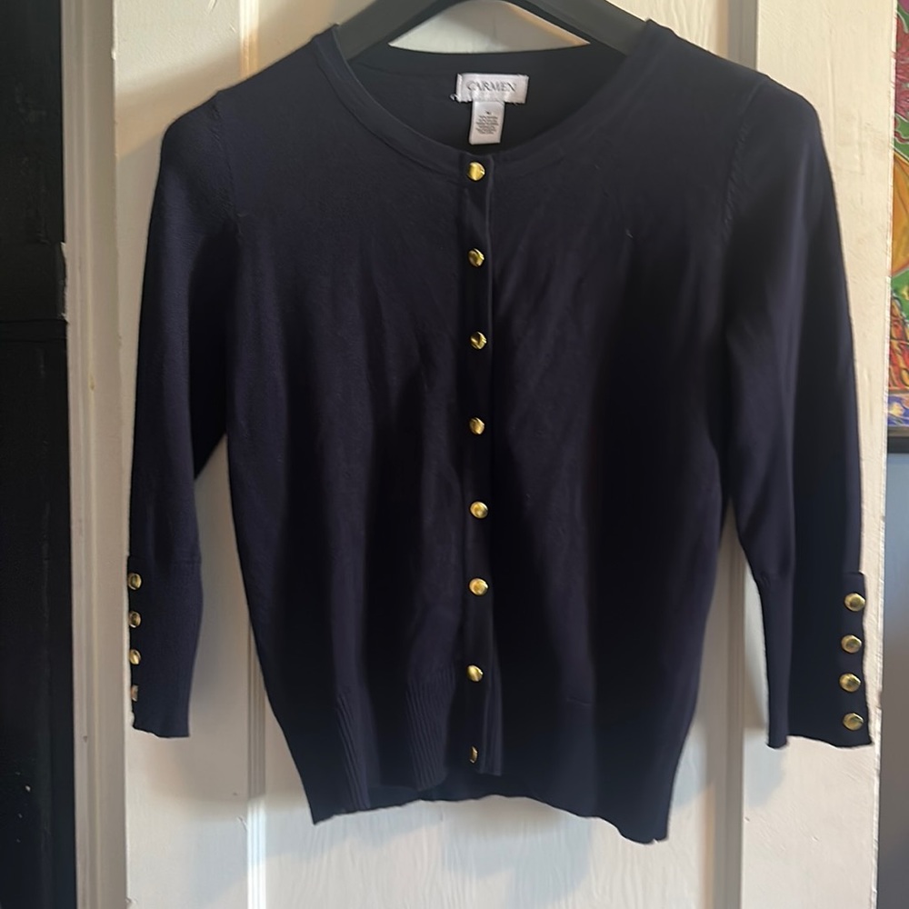 Women’s 3/4 sleeve cardigan with gold snaps
